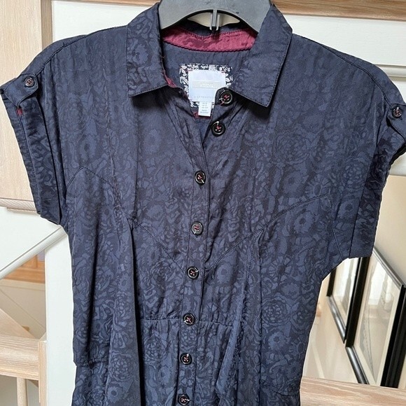 Anthropologie Ett Twa James Tie Waist Jumpsuit Romper in Navy 0 - Picture 6 of 14